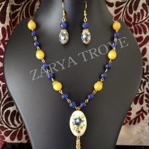 Japanese Bead Work Necklace And Earrings